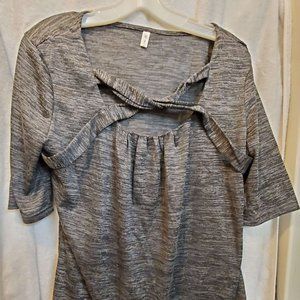 Rosegal Marled Twist Front T-shirt 2X Dark Gray